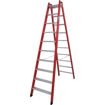 Диэлектрическая двухсторонняя Стремянка Krause 2х10 ступ из алюм Диэлектрическая двухсторонняя Стремянка Krause 2х10 ступ из алюм