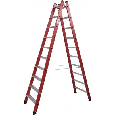 Диэлектрическая двухсторонняя Стремянка Krause 2х10 ступ из алюм Диэлектрическая двухсторонняя Стремянка Krause 2х10 ступ из алюм