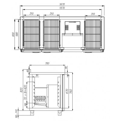 Холодильный стол Carboma T70 M3-1-G 0430 (3GNG/NT) Холодильный стол Carboma T70 M3-1-G 0430 (3GNG/NT)