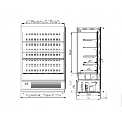 Пристенная холодильная горка Carboma Cube 1930/710 ВХСп-0,7 INOX Пристенная холодильная горка Carboma Cube 1930/710 ВХСп-0,7 INOX