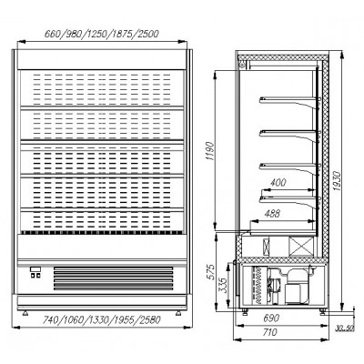 Пристенная холодильная горка Carboma Cube 1930/710 ВХСп-1,3 INOX Пристенная холодильная горка Carboma Cube 1930/710 ВХСп-1,3 INOX