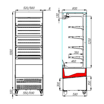 Пристенная холодильная горка Carboma FC18-06 VM 0,6-2 0430 Пристенная холодильная горка Carboma FC18-06 VM 0,6-2 0430