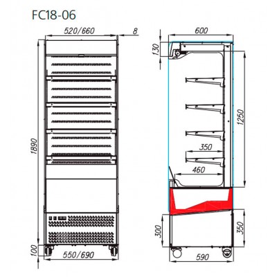 Пристенная холодильная горка Carboma FC18-06 VM 0,7-2 0430 Пристенная холодильная горка Carboma FC18-06 VM 0,7-2 0430