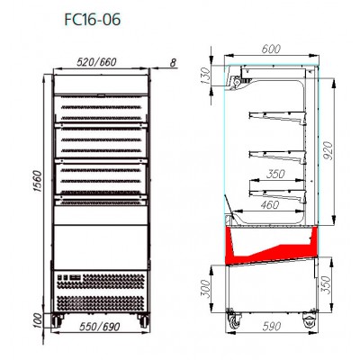 Пристенная холодильная горка Carboma FC16-06 VM 0,6-2 0430 Пристенная холодильная горка Carboma FC16-06 VM 0,6-2 0430