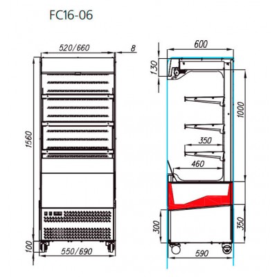 Пристенная холодильная горка Carboma FC16-06 VM 0,7-2 0430 Пристенная холодильная горка Carboma FC16-06 VM 0,7-2 0430