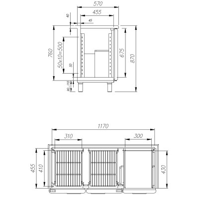 Холодильный стол Полюс T57 M2-1-G 9006-2 (BAR-250C) Холодильный стол Полюс T57 M2-1-G 9006-2 (BAR-250C)