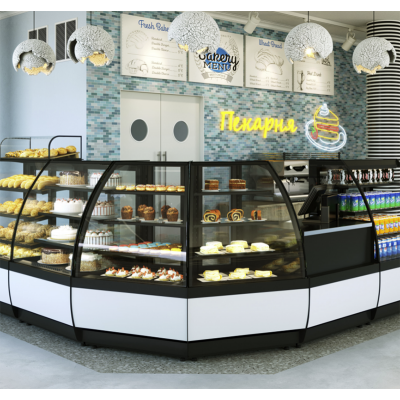 Кондитерская угловая витрина Carboma K70 VV-3 STANDARD (версия 2.0) (9005) Кондитерская угловая витрина Carboma K70 VV-3 STANDARD (версия 2.0) (9005)