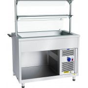 Прилавок холодильный Abat Hot line ПВВ(Н)-70Х-02-НШ, 2 стеклянные полки, съемный нерж. фасад