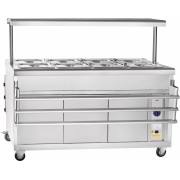 Мармит 2-х блюд Abat передвижная серия ЭМК-70ПМ-01 паровой, полка с подсветкой, вся нерж.