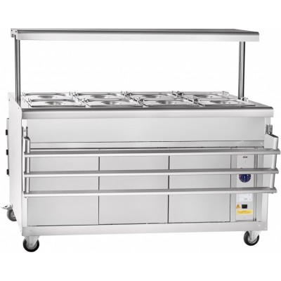 Мармит 2-х блюд Abat передвижная серия ЭМК-70ПМ-01 паровой, полка с подсветкой, вся нерж. Мармит 2-х блюд Abat передвижная серия ЭМК-70ПМ-01 паровой, полка с подсветкой, вся нерж.