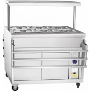 Мармит 2-х блюд Abat передвижная серия ЭМК-70ПМ паровой, полка с подсветкой, вся нерж.