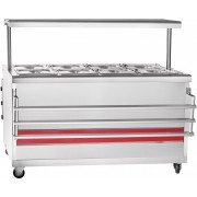 Мармит 2-х блюд Abat передвижная серия ЭМК-70ПМ-01 паровой, полка с подсветкой, вся нерж.