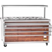 Мармит 2-х блюд Abat передвижная серия ЭМК-70ПМ-01 паровой, полка с подсветкой, вся нерж.