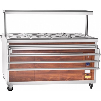 Мармит 2-х блюд Abat передвижная серия ЭМК-70ПМ-01 паровой, полка с подсветкой, вся нерж. Мармит 2-х блюд Abat передвижная серия ЭМК-70ПМ-01 паровой, полка с подсветкой, вся нерж.