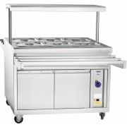 Мармит 2-х блюд Abat передвижная серия ЭМК-70ПМ паровой, полка с подсветкой, вся нерж.