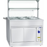 Электрический мармит кухонный 2-х блюд Abat Hot line ЭМК-70Х-02, паровой, 2 стеклянные полки, съемный нерж. фасад