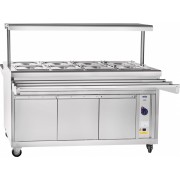 Мармит 2-х блюд Abat передвижная серия ЭМК-70ПМ-01 паровой, полка с подсветкой, вся нерж.