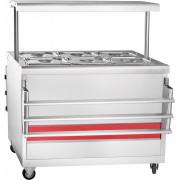 Мармит 2-х блюд Abat передвижная серия ЭМК-70ПМ паровой, полка с подсветкой, вся нерж.