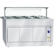 Электрический мармит кухонный 2-х блюд Abat Hot line ЭМК-70Х-01, паровой, 1 стеклянная полка, съемный нерж. фасад