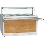 Электрический мармит кухонный 2-х блюд Abat Hot line ЭМК-70Х-01, паровой, 1 стеклянная полка, съемный нерж. фасад