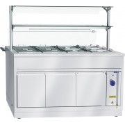 Электрический мармит кухонный 2-х блюд Abat Hot line ЭМК-70Х-03, паровой, 2 стеклянные полки, съемный нерж. фасад