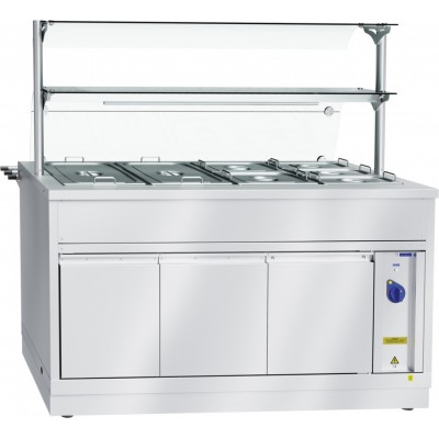 Электрический мармит кухонный 2-х блюд Abat Hot line ЭМК-70Х-03, паровой, 2 стеклянные полки, съемный нерж. фасад Электрический мармит кухонный 2-х блюд Abat Hot line ЭМК-70Х-03, паровой, 2 стеклянные полки, съемный нерж. фасад