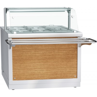 Электрический мармит кухонный 2-х блюд Abat Hot line ЭМК-70Х, 1 стеклянная полка, съемный нерж. фасад Электрический мармит кухонный 2-х блюд Abat Hot line ЭМК-70Х, 1 стеклянная полка, съемный нерж. фасад