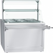 Электрический мармит кухонный 2-х блюд Abat Hot line ЭМК-70Х-02, паровой, 2 стеклянные полки, съемный нерж. фасад