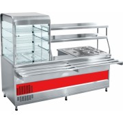 Прилавок-витрина универсальный Abat ПВХМ-70КМУ нерж. витрина слева