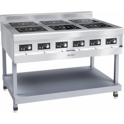 Плита индукционная 6-ти конфорочная Abat КИП-69П-3,5 краш. подставка Плита индукционная 6-ти конфорочная Abat КИП-69П-3,5 краш. подставка