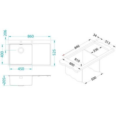 Мойка Alveus Pure 50 чаша справа Мойка Alveus Pure 50 чаша справа