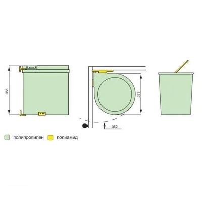 Ведро для мусора ALBIO навесное круглое, серое, пластик 13 л. Ведро для мусора ALBIO навесное круглое, серое, пластик 13 л.