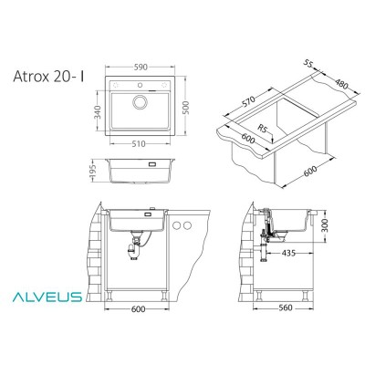 Мойка Alveus Atrox 30 белый Мойка Alveus Atrox 30 белый