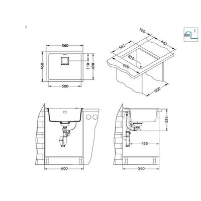 Мойка Alveus Quadrix 50 серый Мойка Alveus Quadrix 50 серый