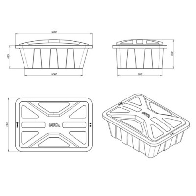 Ванна ЭКОПРОМ KN 600 л с крышкой Ванна ЭКОПРОМ KN 600 л с крышкой