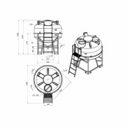 Емкость ЭКОПРОМ ЦКТ 3000 л с патрубком в обрешетке с лестницей