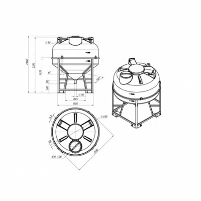 Емкость ЭКОПРОМ ЦКТ 3000 л с патрубком в обрешетке Емкость ЭКОПРОМ ЦКТ 3000 л с патрубком в обрешетке