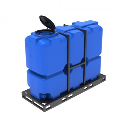 Емкость ЭКОПРОМ ST 2000 л с патрубками 100мм в обрешетке Емкость ЭКОПРОМ ST 2000 л с патрубками 100мм в обрешетке