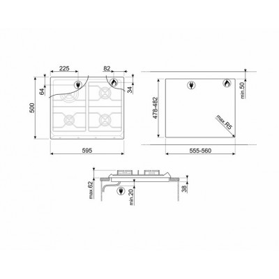 Варочная поверхность газовая SMEG SRV864AVOGH Варочная поверхность газовая SMEG SRV864AVOGH