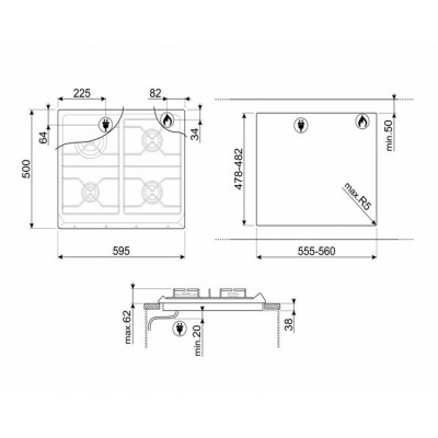 Варочная поверхность газовая SMEG SRV864AVOGH Варочная поверхность газовая SMEG SRV864AVOGH