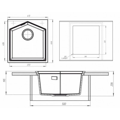 Мойка KitKraken Ocean 45 Musepels gray серый 413х444 Мойка KitKraken Ocean 45 Musepels gray серый 413х444
