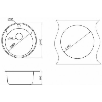 Мойка GRANULA ST-4802 брют d=480мм (без сливной арматуры) Мойка GRANULA ST-4802 брют d=480мм (без сливной арматуры)