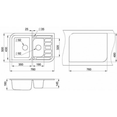 Мойка GRANULA GR-7803 классик 780х500мм Мойка GRANULA GR-7803 классик 780х500мм