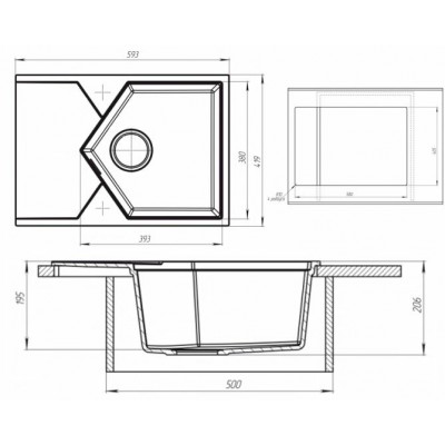 Мойка KitKraken Sea 45 Rocky Anthracite тёмно-серый 592х420 Мойка KitKraken Sea 45 Rocky Anthracite тёмно-серый 592х420