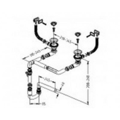 Сифон с переливом для двухкамерной мойки Сифон с переливом для двухкамерной мойки