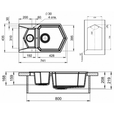 Мойка KitKraken Pond 55 Musepels gray серый 741х435 Мойка KitKraken Pond 55 Musepels gray серый 741х435