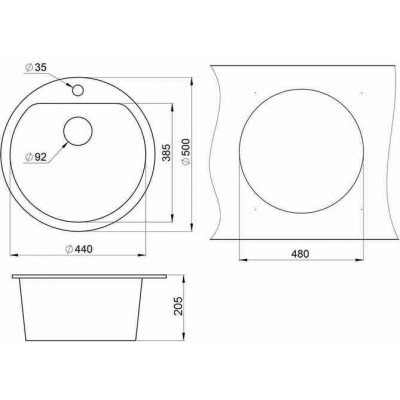 Мойка GRANULA GR-5101 антик d=500мм Мойка GRANULA GR-5101 антик d=500мм