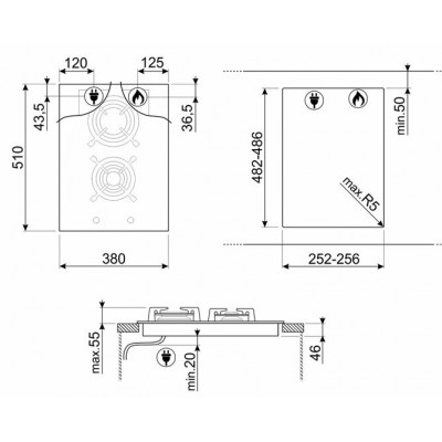 Варочная поверхность газовая SMEG PV632CNX Варочная поверхность газовая SMEG PV632CNX