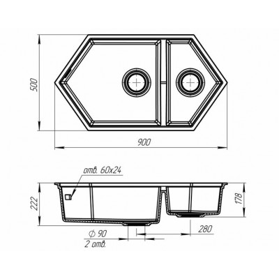 Мойка KitKraken Creek Graphite тёмно-серый 900х500 Мойка KitKraken Creek Graphite тёмно-серый 900х500