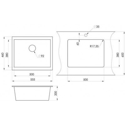 Мойка GRANULA GR-5551 классик 555х460мм Мойка GRANULA GR-5551 классик 555х460мм